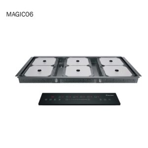Parrilla invisible de induccion modelo magic04 de tecnolam. Para instalación sobre cubiertas de piedra sinterizada, piedra tecnologica.